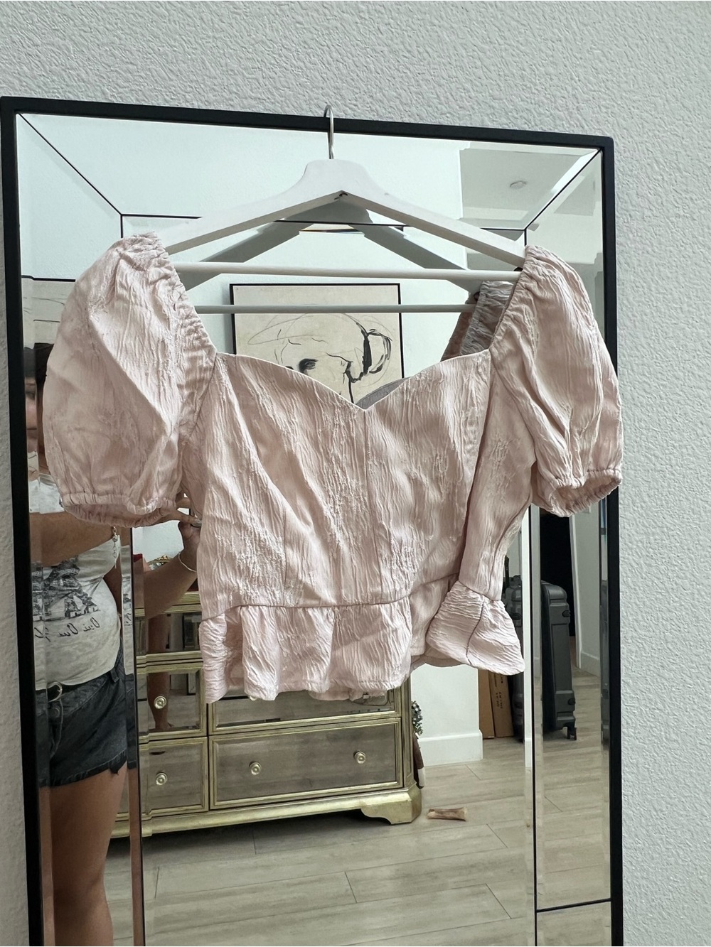 Forever 21 Blush Pink Puff Sleeve Peplum Top